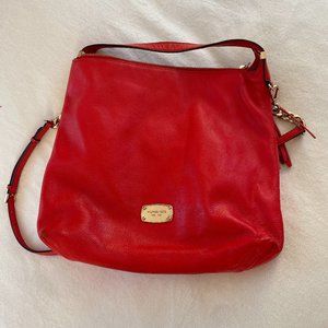 Michael Kors red leather hobo bag with tassle